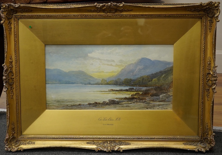 Emil Krause (1871-1945), watercolour, Loch Etive, 16 x 30cm. Condition - fair to good